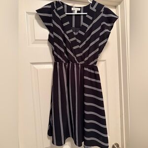 Monteau Black and White Striped Midi Dress